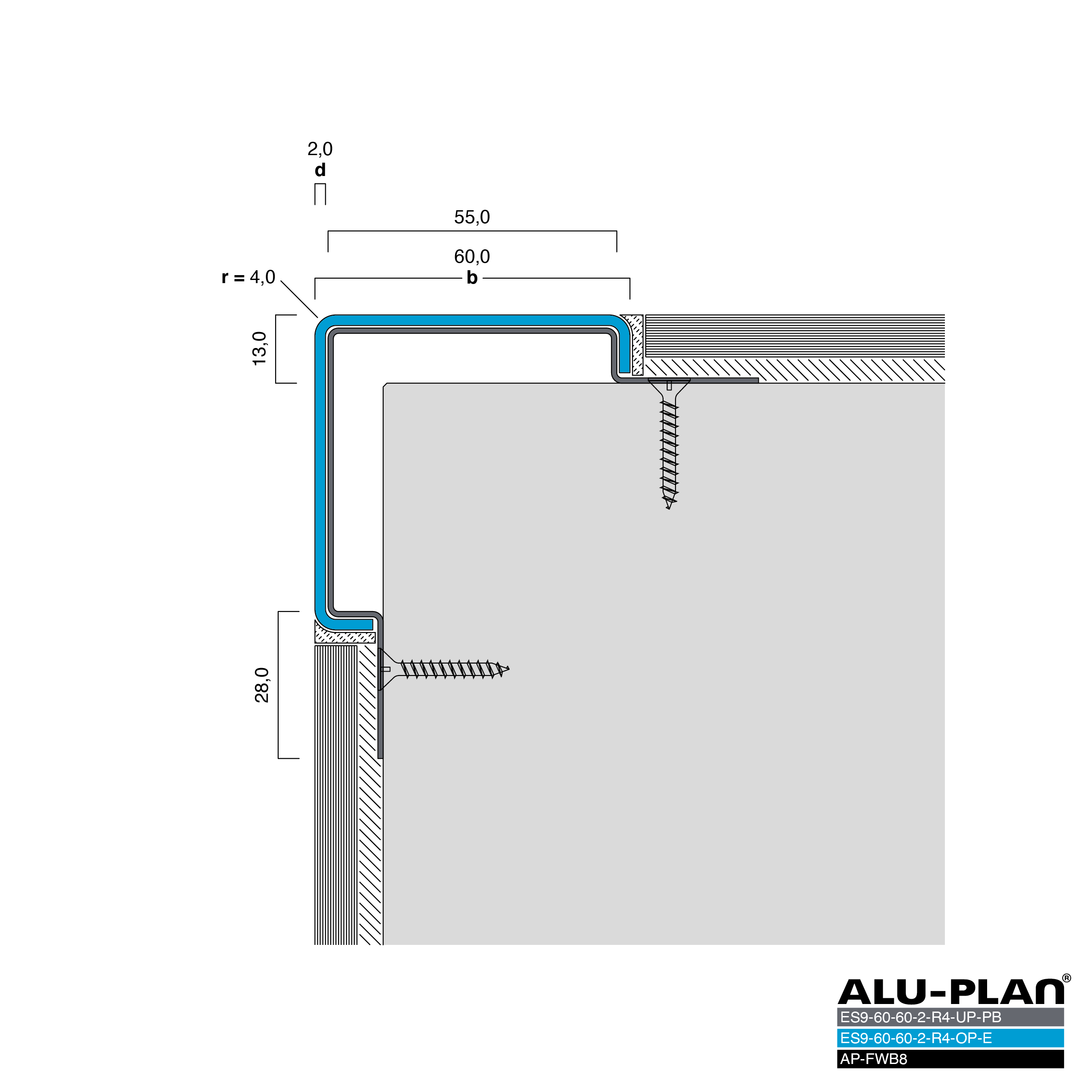 ALU-PLAN® Installation :: ES10-60-60-2-R4-UP-PB-ES10-60-60-2-R4-OP-E-AP-FWB8